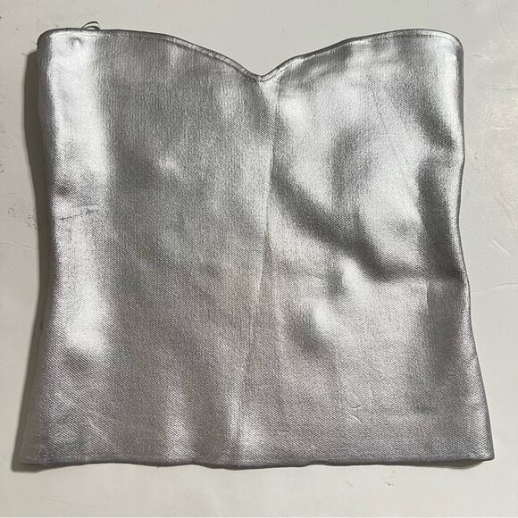 Zara Silver KNIT BUSTIER TOP Size Extra Large XL - Picture 15 of 16